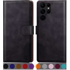 SUANPOT for Samsung Galaxy S24 Ultra Wallet case 【RFID Blocking】 Credit Card Holder,PU Leather Flip Folio Book Phone case Cover Women Men for Samsung S24 Ultra case Wallet(Black)