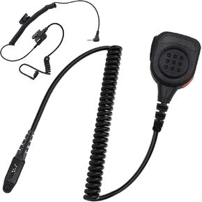 Waterproof Radio Speaker Mic Walkie Talkie Shoulder Handheld Microphone with PTT for Ailunce HD1 HAG1 Retevis RT29 RT47 RT47V RT48 RT82 RT83 RT87 NR30 EX500 GP328plus Black (328plus-01)