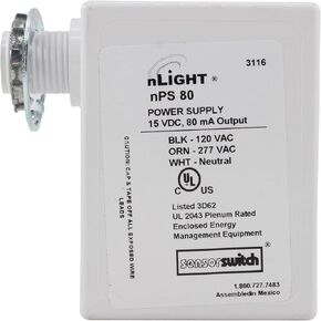 NPS-80 nLIGHT Occupancy Sensor Power Pack, 15Vdc 80mA, 120/277V