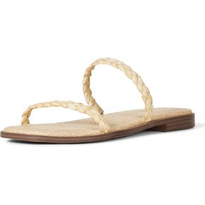 The Drop women's Paris Square Toe Two Strap Flat Sandal