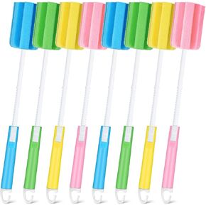 8 Pcs Sponge Cleaning Brush with Adjustable Handle Feeding Bottle Scrubber Dishwashing Foam Sponge Brush Household Cup Cleaning Brush for Kitchen Baby Bottle Glasses Mugs Cups