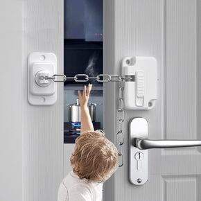 2 Pack Fridge Lock - Child Safety Cabinet Locks, Super Strong Adhesive, No Drilling Required - Ideal for Refrigerators, Washers, Cabinets, Drawers, and Windows Restrictor Locks