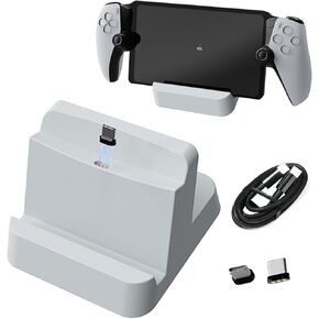 Charging Station Controller Charger for PS5 Fast Charging Dock Portable Charging Stand with Type C Charging Port for Playstation Portal Game Console(White)