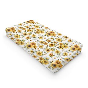 Watercolor Yellow Sunflowers Changing Pad Covers Boho Sunflowers Leaves Baby Changing Table Sheets for Boy Girl Summer Wild Floral Soft Breathable Stretchy Diaper Changing Table Mats 32''x16''
