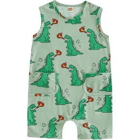 Newborn Baby Boy Summer Romper Cactus/Dinosaur Sleeveless Romper Shorts One Piece Jumpsuit Playsuit Dinosaur Outfit
