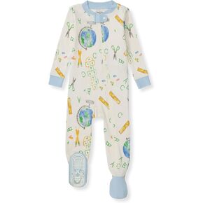Burt's Bees Baby Baby Boys Sleepers, 100% Organic Cotton, One-piece PJs, Diagonal Zip Up Jumpsuit, Snug Fit Pajamas with Snap Tab in sizes 12, 18, and 24 Months