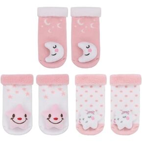 PUPPET Baby Girl Rattle Socks, Cotton Booties, Gift Set (Set of 3) for 0-6Months Sky
