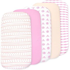 5 Pack Bedside Sleeper Bassinet Fitted Sheets, Organic Cotton, 33x20x4 Inches, Compatible with Pads size between 17-21" in Width, X 29-33" in Length, and 1.5-4’’ Thick (Grey) in Saudi Arabia