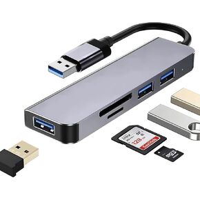 USB C Hub 5 in 1, USB C Multiport Adapter with USB 3.0 & 2 USB 2.0, SD & TF Card Reader, Ultra Slim 3 Port USB Splitter for Laptop, Desktop PC, Smartphones and More