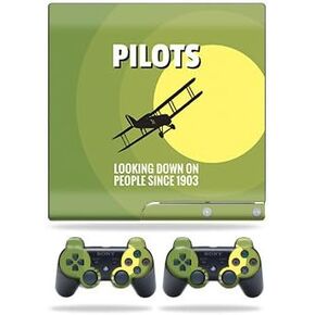 Skin Compatible with Sony Playstation 3 PS3 Slim + 2 Controllers – Pilots | MightySkins Protective, Durable, and Unique Vinyl wrap Cover | Easy to Apply, Remove, and Change Styles | Made in The USA