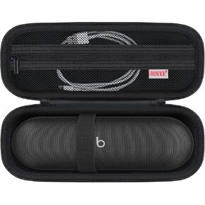 BOVKE Carrying Case for Beats Pill 2024 Portable Bluetooth Speaker, Protective Travel Case with Foam Padding and Mesh Pocket for New Beats Pill Accessories, Black
