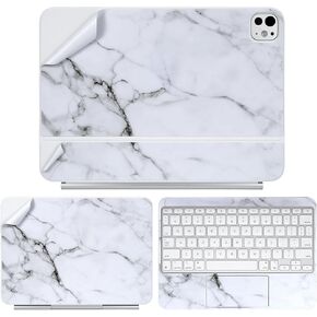 IMMOENUC 3-in-1 Tablets Skin Sticker Colorful Decals for 2024 iPad Pro M4 Magic Keyboard 11 inch Full Body Protective case Vinyl Durable Materials wrap Cover Self-Adhesive,Pre-Cut（Marble White）