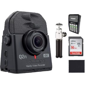 Zoom Q2n-4K Handy Video Recorder,16 GB SD card,Tripod,Rechargeable Batteries and Cloth