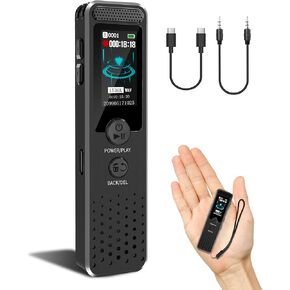 Compact 128GB Digital Voice Recorder with Playback, Tonnlog 1536Kbps Voice Activated Recorder, USB-C Audio Recorder for Lectures Meetings Classes (128GB)