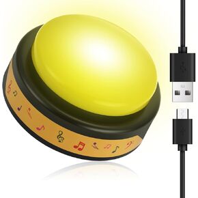 1 Pack USB Recordable Button 240 Seconds Recordable Dance Party Music Button with Light Make Your Own Music Dance Buttons by Uploading Audio Files for Crafter Hobbyists, USB Cable Included