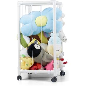 Stuffed Animal Zoo Storage Box with Lockable Wheels Stuffed Animal Organizer Stuffed Animal Cage Stuffed Animal Jail Suitable for Bedrooms (Large)