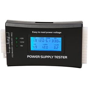 PC Power Supply Diagnostic LCD Computer Testing Device Computer 20/24 4/6/8 Pin Supply Tester for SATA, IDE, HDD, ATX, ITX, Byi Plug