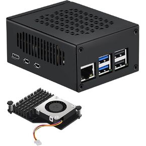 Metal Case for Raspberry Pi 5 with Pi 5 Active Cooler, Space for HATs, Add-on Boards, Cooler, and NVMe HATs