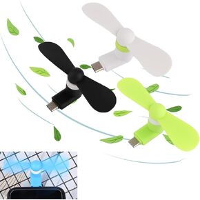 PCTC 3PCS Type C Mini Phone Fan Type C for Samsung Galaxy S24 / S23 / 23 Ultra/ 24 Ultra, Compatible with Apple iPhone 15/15 Pro /15 Pro Max, for Moto Razr 40 Ultra /g54/Edge S Pro/Razr 40