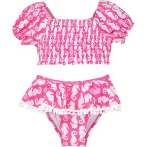 Baby Girl's UPF 50+ Gemma Two Piece Smocked Pom Swimsuit