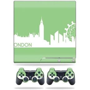 Skin Compatible with Sony Playstation 3 PS3 Slim + 2 Controllers – London | MightySkins Protective, Durable, and Unique Vinyl wrap Cover | Easy to Apply, Remove, and Change Styles | Made in The USA
