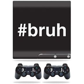 Skin Compatible with Sony Playstation 3 PS3 Slim + 2 Controllers – Bruh | MightySkins Protective, Durable, and Unique Vinyl wrap Cover | Easy to Apply, Remove, and Change Styles | Made in The USA
