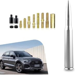 1 PC Car Bullet Antenna, Multi-functional Car Signal Receiver, Automobile Modification Accessories, Car Exterior Decorative Supplies, Universal for Most Cars, Trucks and Vans (Silver)