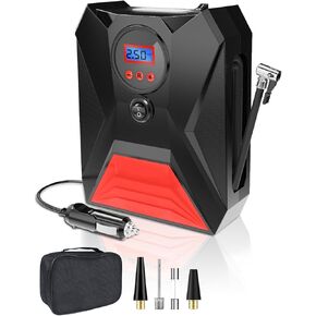 Tire Inflator, 12V DC Portable Air Compressor with Auto-Shutoff Design, Electric Air Pump for Car Tires Fast-Inflating, Auto Digital Car Tire Pump 150PSI Max with LED Light for Various Purposes