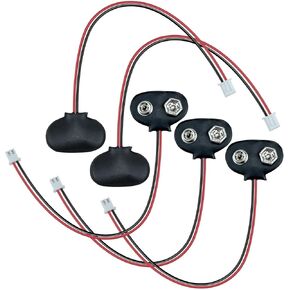 5Pcs 9V Battery Clip Connector, Battery Snap to 2-Pin PH2.0 Plug Connector Cable I Type Connector, Leather Housing and Leads Wires for Connecting 9V Batteries to Boards