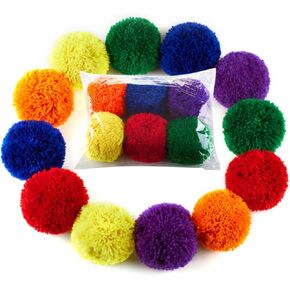 12-Pack 4'' Yarn Sport Balls/Soft Fleece Balls (Rainbow Pack)