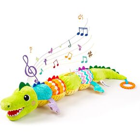 Koty Baby toys 0-6 months, Infant Baby Musical Stuffed Animal Toys, Soft Sensory Toys with Crinkle and Rattles, Tummy Time Toys for Newborn Boys Girls Gift 0 3 6 12 Months (crocodiles)