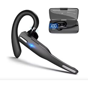Okian Bluetooth Earpiece Headset for Phone Calls with Microphone for Work, includes Charge Level DIslplay, for Driving, Computer Tasks, includes Charging Case