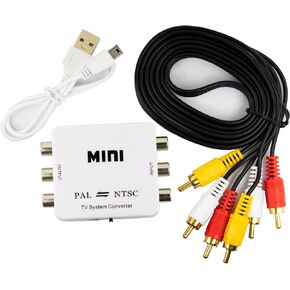 NTSC to PAL Converter Kit TV Converter from PAL to NTSC Bi-Directional TV System Converter Adapter with Two RCA Cables for TV, DVD Player, PS2 PS3 Xbox Game Consoles