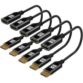 4K Display Port to HDMI Adapter 2Pack,Unidirectional DP to HDMI 2K@60Hz 1080P@120Hz UHD Cable Nylon Braided Aluminum case Converter(Male to Female) Compatible for Dell, Lenovo, HP,GPU, AMD