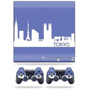 Skin Compatible with Sony Playstation 3 PS3 Slim + 2 Controllers – Tokyo | MightySkins Protective, Durable, and Unique Vinyl wrap Cover | Easy to Apply, Remove, and Change Styles | Made in The USA
