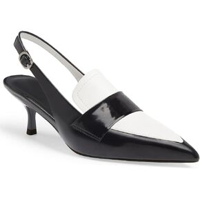 Coutgo Womens Slingback Kitten Heels Closed Pointed Toe Splicing Pumps Vintage Office Work Dress Shoes