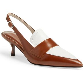 Coutgo إمرأة Slingback هريرة الكعب مغلق أشار تو الربط مضخات خمر مكتب العمل اللباس الأحذية in Saudi Arabia