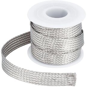 UNICRAFTALE 304 Stainless Steel Expandable Braided Cable Sleeve Knitting Scalable Network Ribbon Flat Cable Sleeve Cord Protector Wire Loom Tubing for Protect Cable 4m/roll