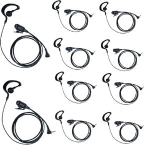 Earpiece Headset with MIC PTT 1 PIN 2.5MM for Motorola Talkabout Walkie Talkie 2 Way Radio MR350R MD200TPR MH230R MS350R MT350R MG160A MH230TPR G Shape,10 Pack