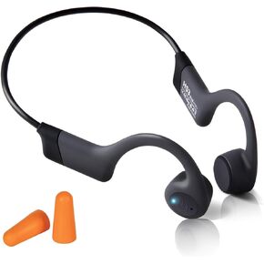 Bone Conduction Headphones, Open-Ear Wireless Bluetooth 5.3 Workout Headphones with Microphones, 20H Playtime, Waterproof Wireless Earphones for Sports, Running, Hiking, Cycling, with Earplugs