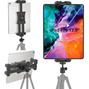 Cenawin Tablet Tripod Mount Adapter with Ball Head, iPad Holder for Tripod, Selfie Stick, Monopod, Compatible with iPad Pro, iPad Air, iPad Mini, 4.7-12.9 Inch Tablets
