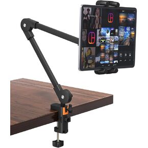 Table Tablet Stand Holder, 360° Swivel Desktop Tablet Stand with Adjustable Long Arm, Tablet Stand Lazy Bracket Mount Compatible with iPad Pro12,9 Air Mini And All Smartphone 4.7-13.5 Inches