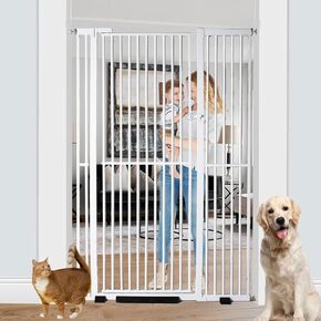 71 inch Extra Tall Pet Gate Baby Gate，29.13"-42.08" Extra Wide Pressure Mounted Walk Through Swing Safety Cat Gates for Stairs, Doorways, Kitchen(71 * 42inch)