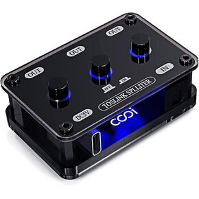 Digital Optical Audio Splitter 1 in 3 Out SPDIF Toslink Optical Splitter with Independent Channel Switch, Support Up to 192k/24Bit Compatible with LPCM2.0/DTS/Dolby-AC3 5.1 Channels