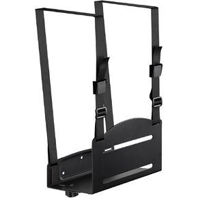 Mount-It! CPU Wall Mount Bracket, Desktop Computer Tower Holder with Safety Straps, Heavy Duty Size Adjustable CPU Holder, Steel, Black, 22 Lbs Capacity, Saves Floor and Desk Space