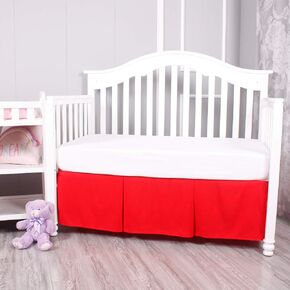 Black Crib Skirt with Durable Woven Platform, Both Long Sides Pleated, Split Corners Dust Ruffle for Easy Placement on Bed Board Frame, 14 inches (36cm) Length Drop, Black Color