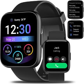 Smart Watch for Men Women - Answer/Make Calls/Quick Reply/AI Voice Assistant, 1.83" for Android iPhone Samsung Compatible IP68 Smartwatch Fitness Tracker Blood (Silver+Purple, 1.83")