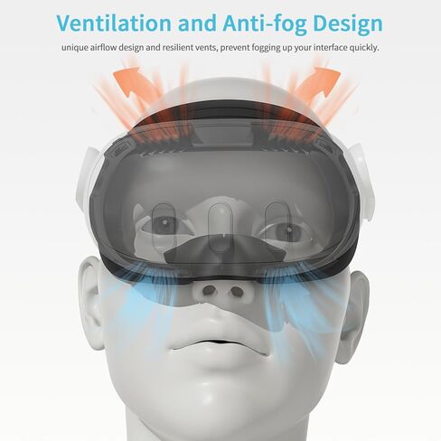 وسادة غطاء وجه سميكة لواجهة الوجه لملحقات Meta/Oculus Quest 3، مع وسادة وسادة وجه من جلد البولي يوريثان المقاوم للعرق واستبدال وسادة الوجه المصنوعة من الإسفنج الشبكي القطني (ليست لقاعدة الشاحن الرسمية) in Kuwait
