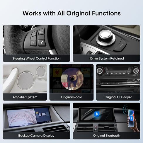 ستيريو سيارة 10.25 بوصة لسيارة BMW X5 X6 E70 E71(2007-2010) مع نظام CCC، ترقية راديو المصنع Android Auto Wireless CarPlay Bluetooth 1920 * 720p IPS شاشة تعمل باللمس in Kuwait