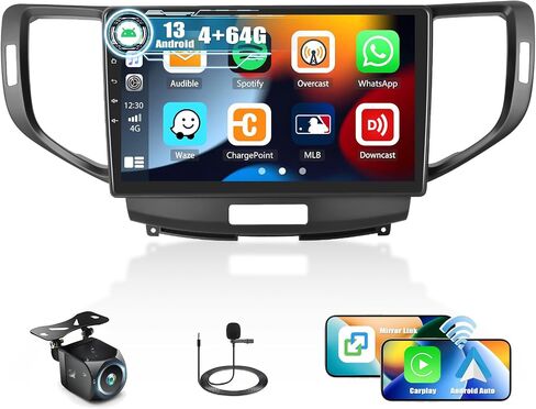 [4+64G] ستيريو سيارة Android 13 8 النواة لـ Acura TSX 2009-2014/Honda Spirior 2009-2013/Honda Accord 2008-2012 مع Carplay اللاسلكي وAndroid Auto، راديو سيارة 9 بوصة مع وصلة مرآة بلوتوث FM/RDS واي فاي GPS in Saudi Arabia